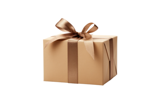 A minimalistic voucher with a golden bow at the top corner, adding a touch of luxury and elegance isolated on white background