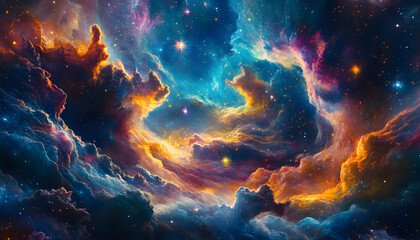 Fototapeta premium Galaxy Dreamscape: A vibrant, colorful galaxy with swirling stars and nebulae, evoking a sense of cosmic wonder.