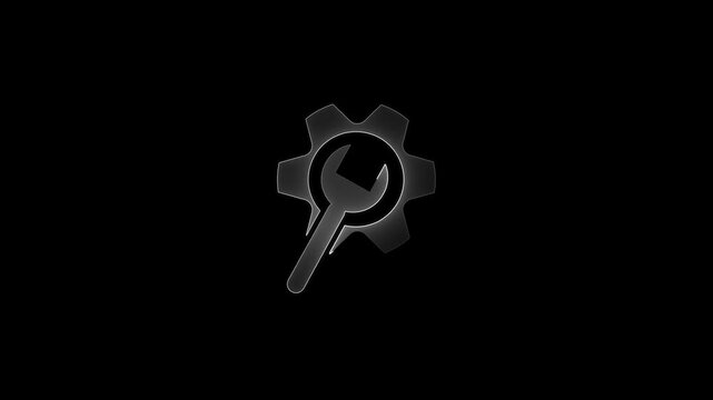 Neon Glowing Settings Gear and rance Icon animation.  4k animation 