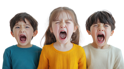 Child are crying isolated on white background 