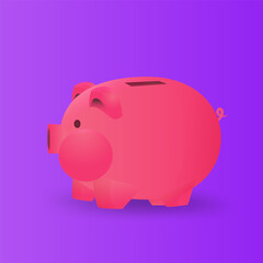 Piggy bank, illustration of saving money for children in cartoon style.