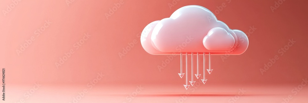 Poster a pink cloud icon with connected arrows symbolizes seamless data access and downloading. the concept