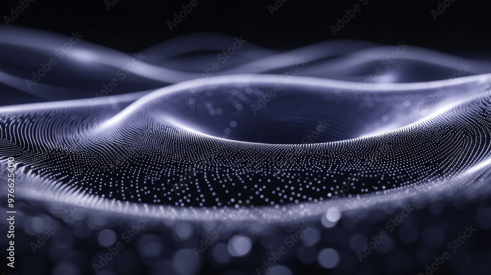 Poster 3d torus composed of dots and lines. concept of electromagnetic force fields. science and physics ba