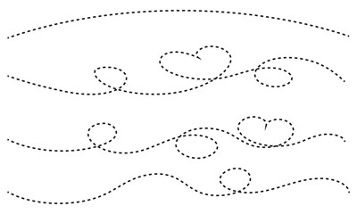 Path travel dotted line trip dashed trace destination track plan and silhouette, travelling symbol . Transport dot pathes lines traces tourism design  vector illustration. EPS 10