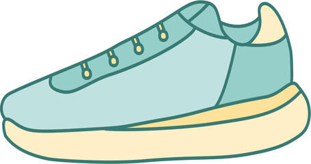 retro sport shoe in cute groovy back to school illustration set