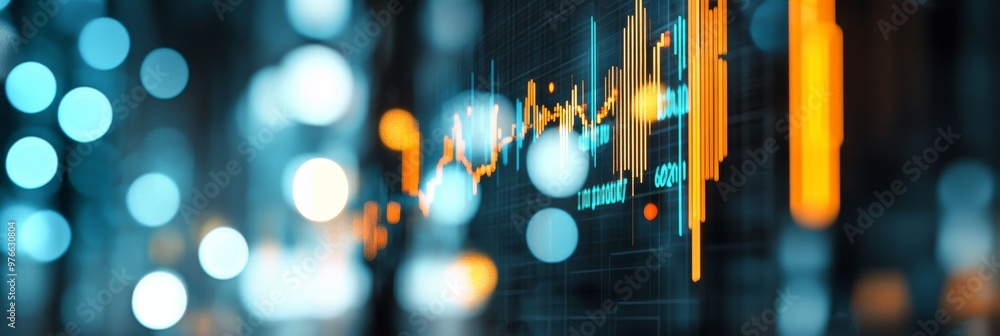 Aufkleber abstract financial graphs and charts with bokeh lights. this image captures the essence of financial