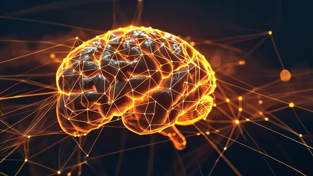 Exploring the neural networks and connections in a digital brain visualization at an advanced tech expo in 2023