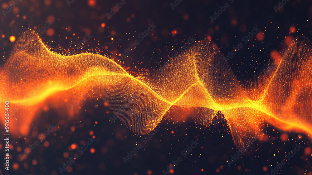 Aufkleber colorful orange sound wave ripple with a digital equalizer design. features big data audio visualiza