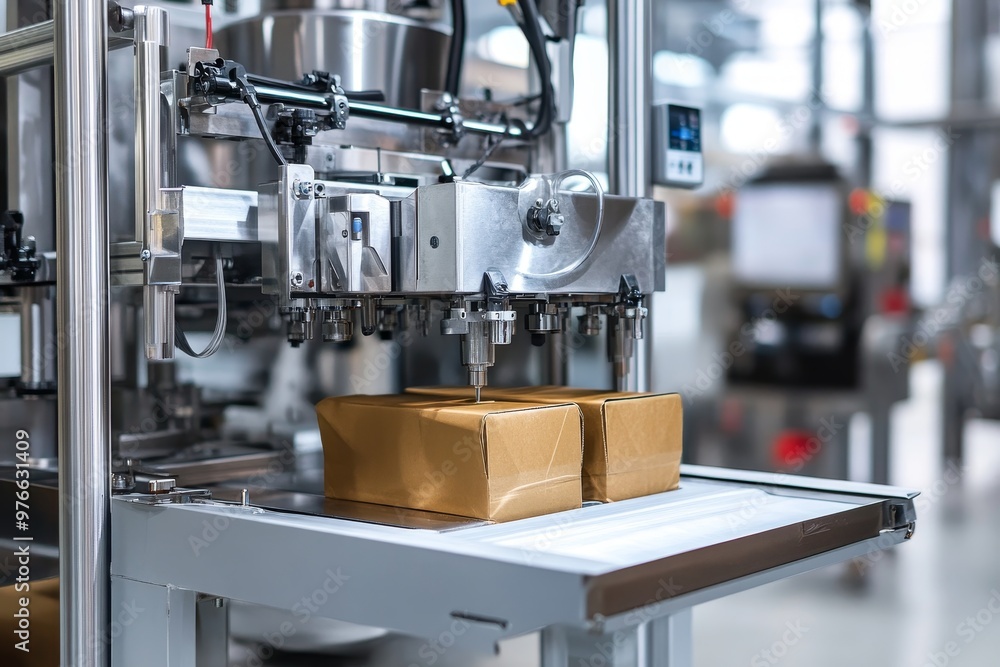 Poster automated packaging machine in industrial setting, a modern machine for efficient and reliable packa