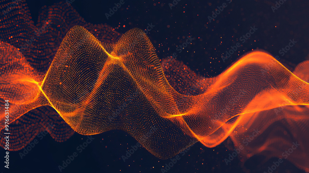 Aufkleber colorful orange sound wave ripple with a digital equalizer design. features big data audio visualiza