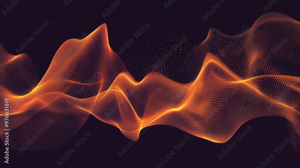 Aufkleber colorful orange sound wave ripple with a digital equalizer design. features big data audio visualiza