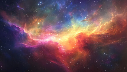 Fototapeta premium Galaxy Dreamscape: A vibrant, colorful galaxy with swirling stars and nebulae, evoking a sense of cosmic wonder.