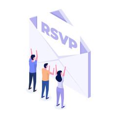 Envelope with RSVP text. Vector illustration.