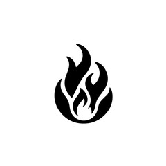 Campfire Icon – Simple Black Flame with Wood Logs