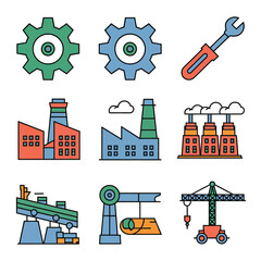 vector icons representing home fix and factory maintenance, gas and electricity maintenance