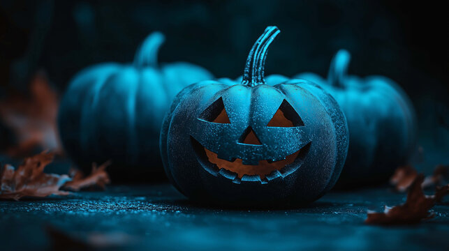 Haunting Autumn Vibes, A Spooky Pumpkin Patch Leading Into a Dark and Mysterious Forest