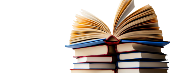 A vibrant stack of colorful books, symbolizing knowledge and adventure, perfect for education and literary themes.