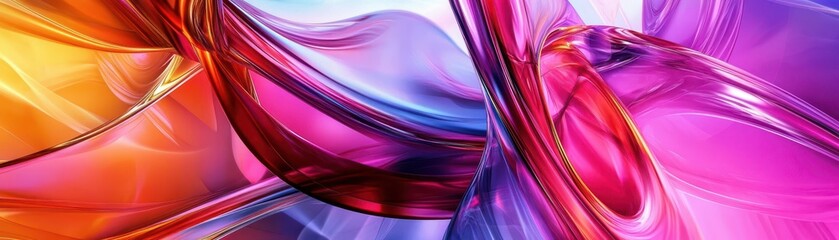 Dynamic, flowing abstract forms in bold, electric colors twisting and intertwining in 3D space, dynamic 3D abstract, colorful digital wallpaper