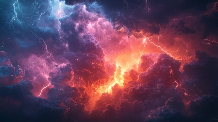 Charged atmosphere as a storm brews, lightning crackling across the sky with intense energy