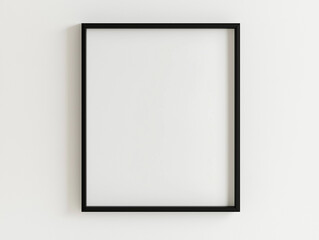 mock up of a black picture frame, isolated on a white background, modern and minimalist style