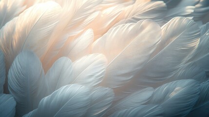 Fototapeta premium Stunning Close-Up of Soft White Feathers Perfect for Backgrounds and Textures in Design Projects
