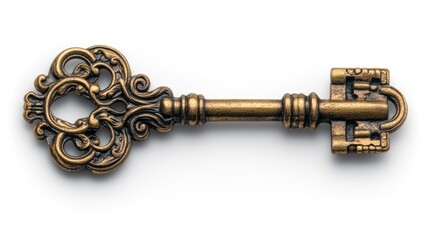 Ornate vintage key with intricate designs and a classic finish.