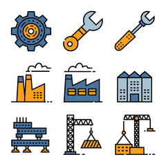 vector icons representing home fix and factory maintenance, gas and electricity maintenance