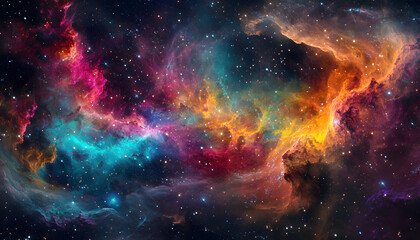 Obraz premium Galaxy Dreamscape: A vibrant, colorful galaxy with swirling stars and nebulae, evoking a sense of cosmic wonder.