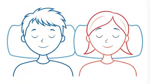 Simple, yet endearing, two line-drawn figures, a man and a woman, recline in stillness, their slumbering forms exuding
