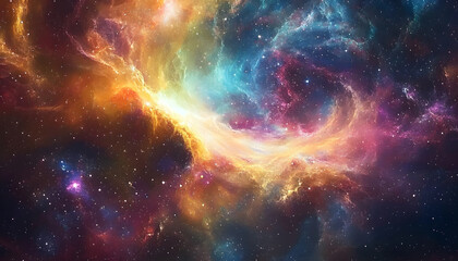 Fototapeta premium Galaxy Dreamscape: A vibrant, colorful galaxy with swirling stars and nebulae, evoking a sense of cosmic wonder.