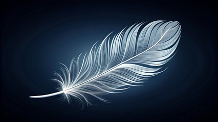 Obraz premium Softly curved edges of a single delicate feather dance across the dark canvas, rendering the intricate details of