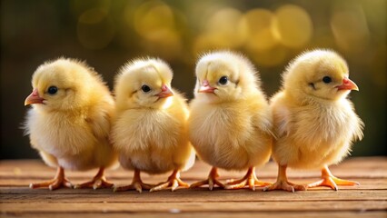 Softly hatched, these golden chicks show off their unique charm, sporting small black feet adorned with fluffy feathers