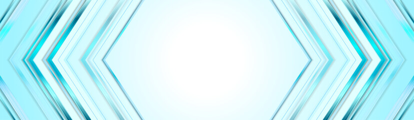 Bright blue glossy arrows abstract tech geometric background. Vector graphic banner design