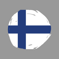 Fototapeta premium Finland flag with paint brush stroke grunge texture design. Grunge brush stroke design. Vector