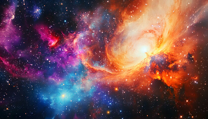 Obraz premium Galaxy Dreamscape: A vibrant, colorful galaxy with swirling stars and nebulae, evoking a sense of cosmic wonder.