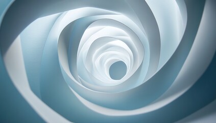A close-up of an infinite spiral made from white paper