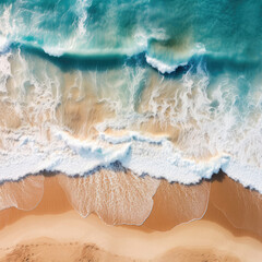 Obraz premium Ariel View of Ocean Waves Crashing on a Beach