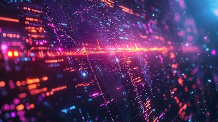 Obraz premium Climate prediction data, close-up, holographic screen, neon lighting, futuristic feel