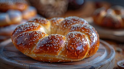 Bavarian Pretzels on Display in a Bakery Window