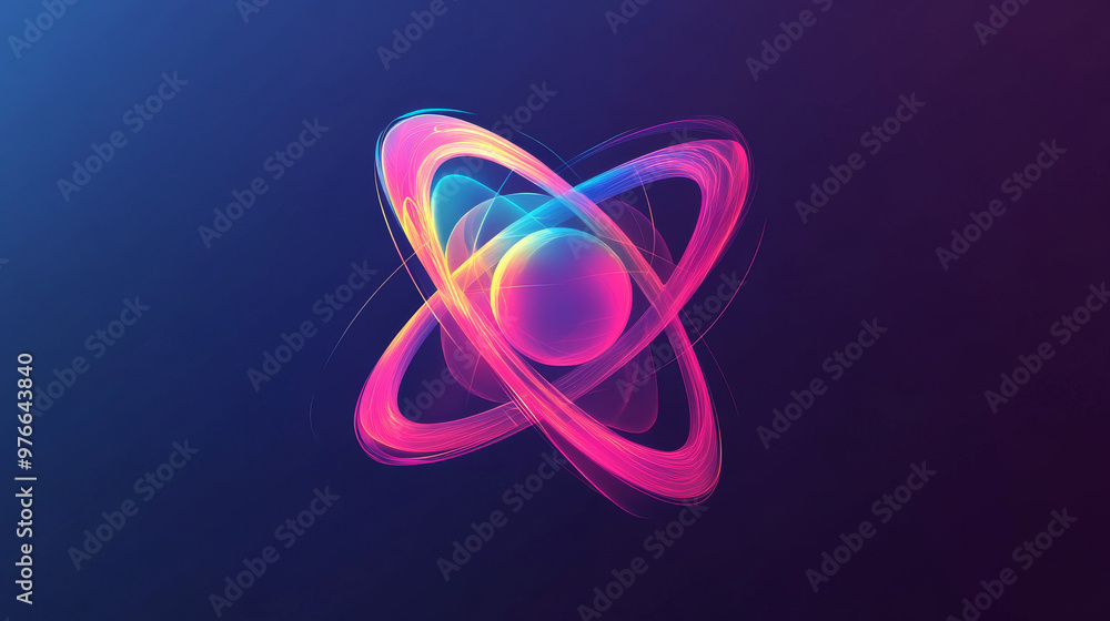 Poster dynamic atom shape with an abstract molecular design. represents a modern graphic element for geomet