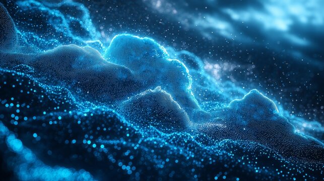 Close-up of cloud data on a weather radar, minimalistic interface, calming blue tones - Powered by Adobe