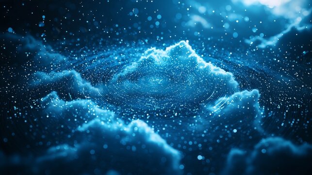 Close-up of cloud data on a weather radar, minimalistic interface, calming blue tones