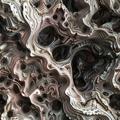 Intricate abstract patterns create mesmerizing visual experience, showcasing fluid shapes and textures that evoke sense of depth and complexity. interplay of light and shadow enhances organic feel of