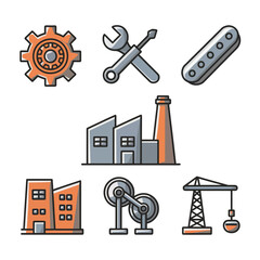 vector icons representing home fix and factory maintenance, gas and electricity maintenance