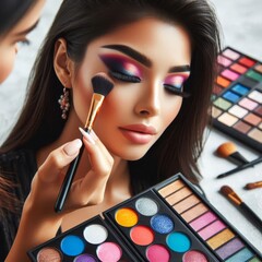 woman applying make up