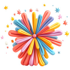 Colorful 3d Balloon Flower with Floating Stars