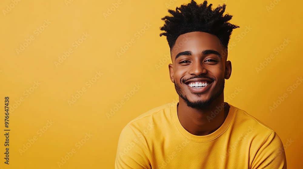 Canvas Prints A young Black man with dreadlocks smiles at the camera.