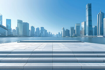 Modern cities and stone flooring