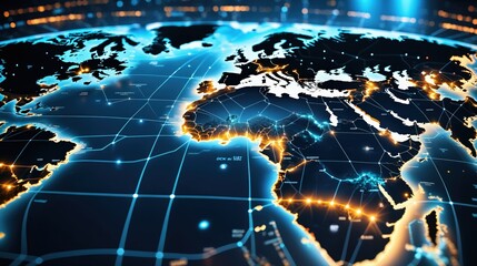 communication concept with globe and world map