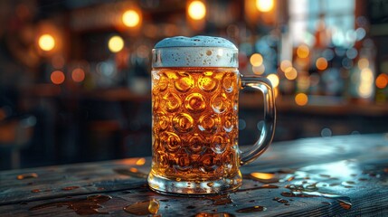 Colorful Beer Mug Illustration in Original Watercolor Style